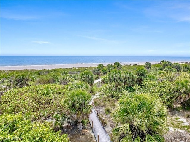 view of water feature featuring a view of the beach