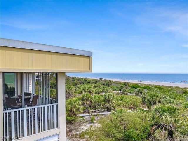 property view of water featuring a view of the beach