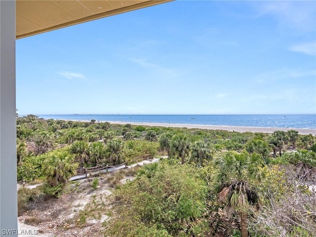 property view of water with a beach view