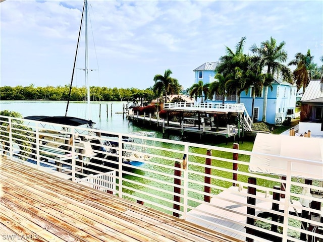 view of dock featuring a water view