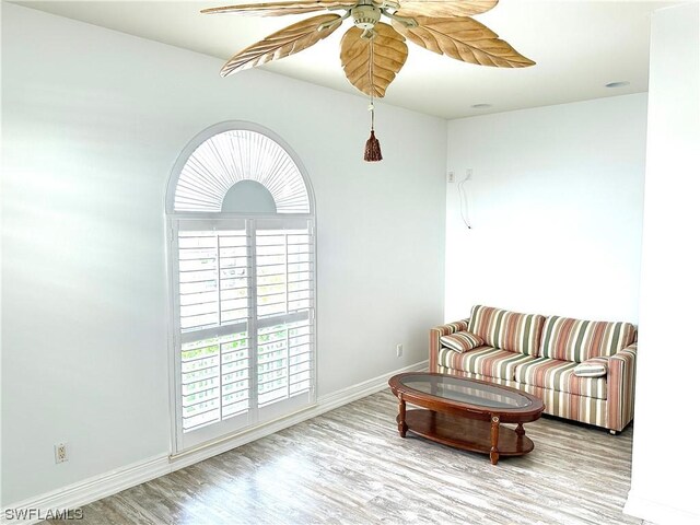 living room with light hardwood / wood-style floors