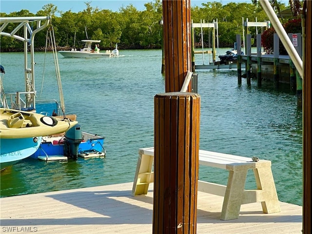 view of dock featuring a water view