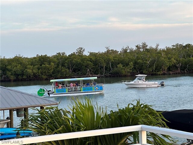 dock area featuring a water view