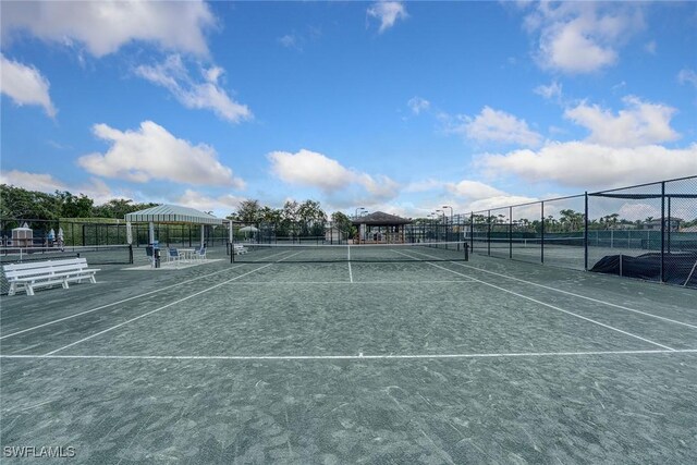 view of sport court with a gazebo