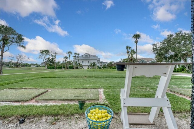 view of community featuring a lawn