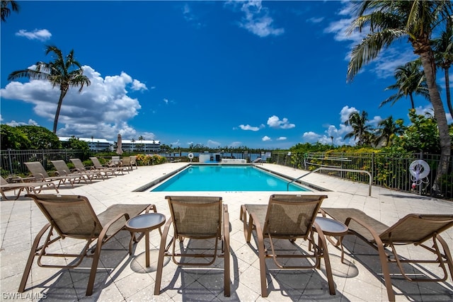 view of pool featuring a patio