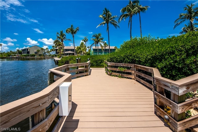 view of dock featuring a water view