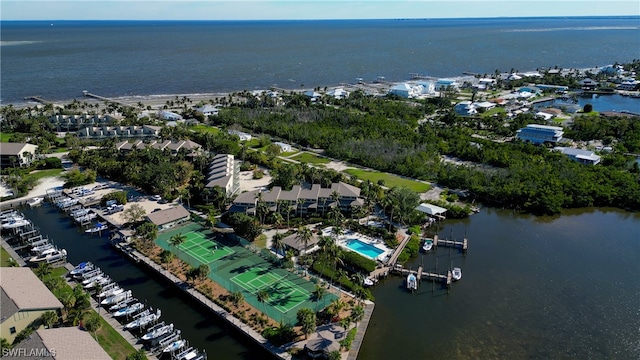 bird's eye view featuring a water view