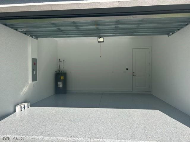 garage featuring electric water heater