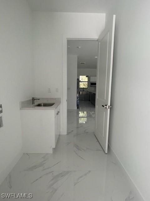 hallway with sink