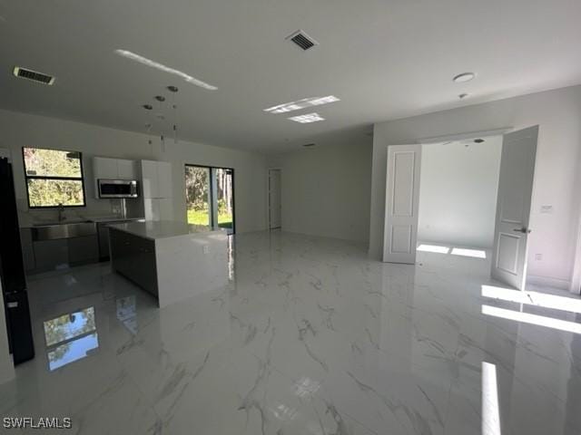 kitchen with a kitchen island