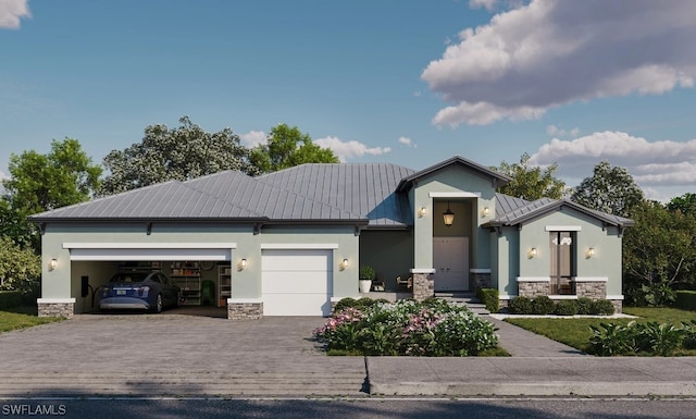 view of front of property with a garage