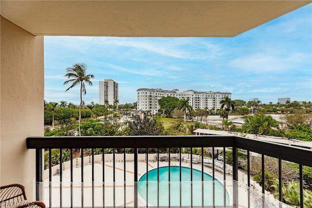 balcony with a community pool