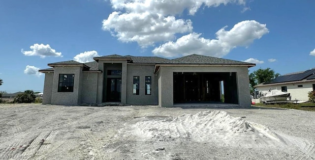 view of prairie-style home