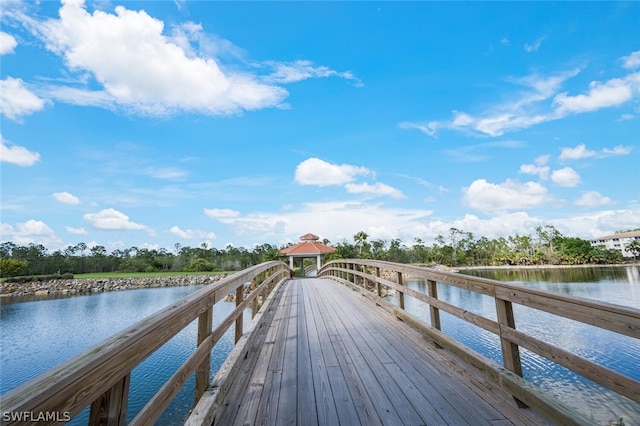 dock area featuring a water view