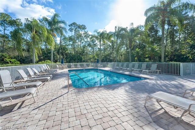 view of swimming pool with a patio area