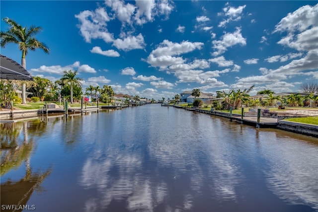 property view of water with a boat dock