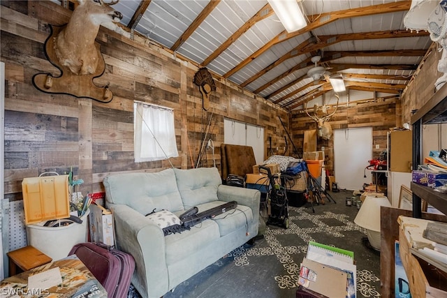 storage area with ceiling fan