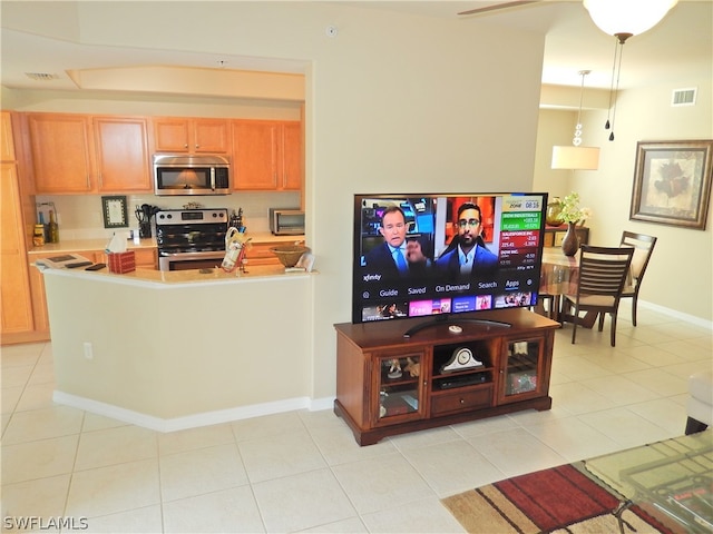 view of tiled living room