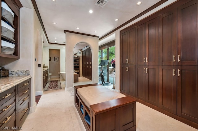 interior space with ornamental molding