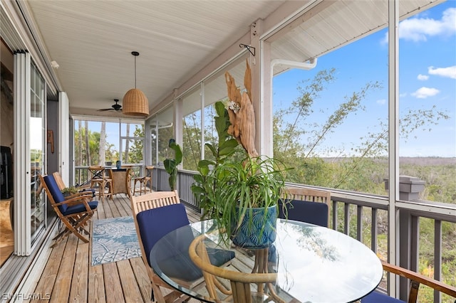 sunroom / solarium with ceiling fan and plenty of natural light