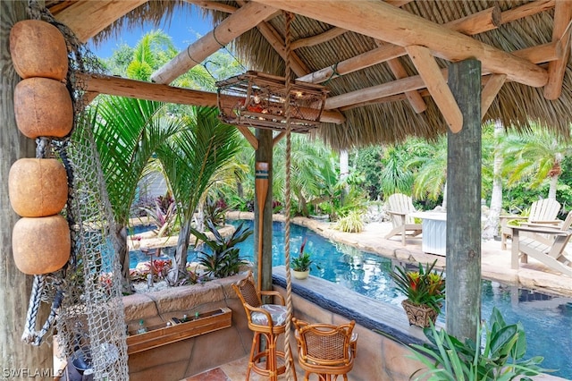 view of patio featuring a gazebo