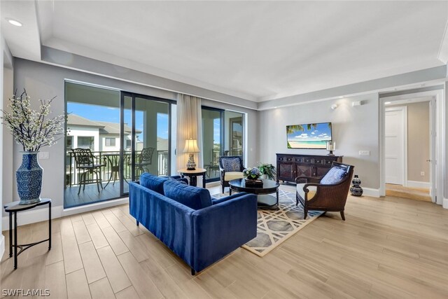 living room featuring light hardwood / wood-style floors