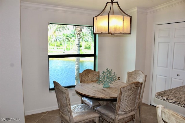 9509 Avellino Way Unit 1823, Naples, FL 34113 - dining area with plenty of natural light, light tile patterned flooring, crown molding, and baseboards