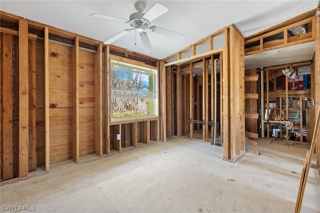 misc room with ceiling fan