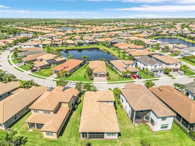 bird's eye view featuring a water view