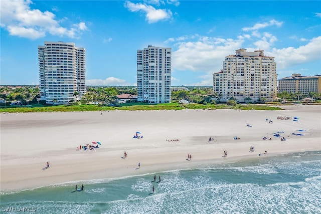 exterior space featuring a view of the beach