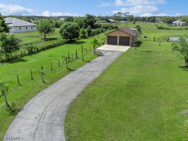 view of community with a yard and a rural view