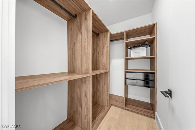 spacious closet with light wood-style flooring