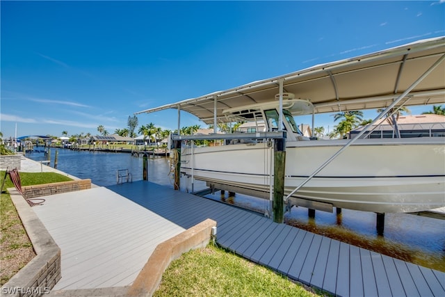 view of dock featuring a water view