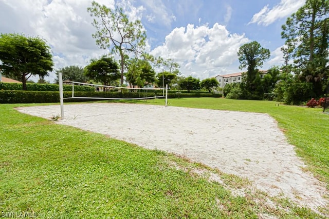 374 Dover Pl Unit 803, Naples, FL 34104 - surrounding community with a lawn and volleyball court