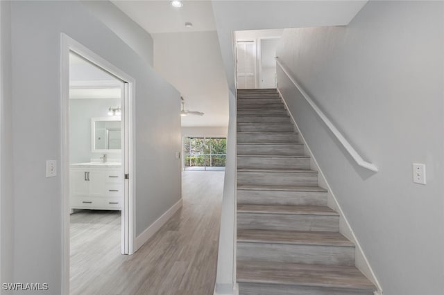 374 Dover Pl Unit 803, Naples, FL 34104 - stairs featuring baseboards and wood finished floors