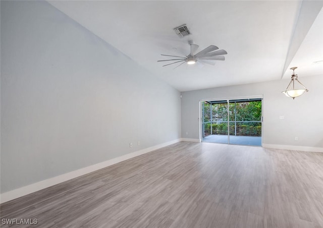 374 Dover Pl Unit 803, Naples, FL 34104 - spare room with light wood-type flooring, baseboards, ceiling fan, and visible vents