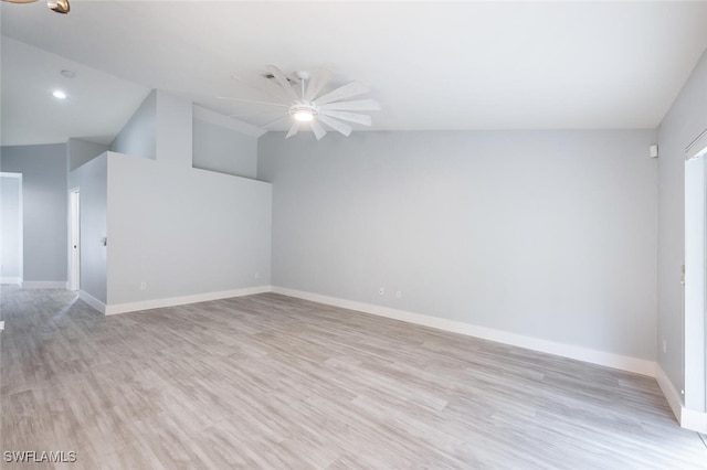 374 Dover Pl Unit 803, Naples, FL 34104 - spare room with a ceiling fan, baseboards, light wood-style floors, and lofted ceiling