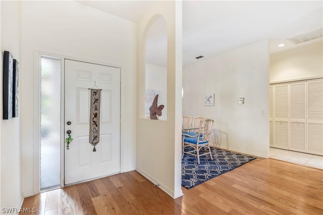 foyer with hardwood / wood-style floors