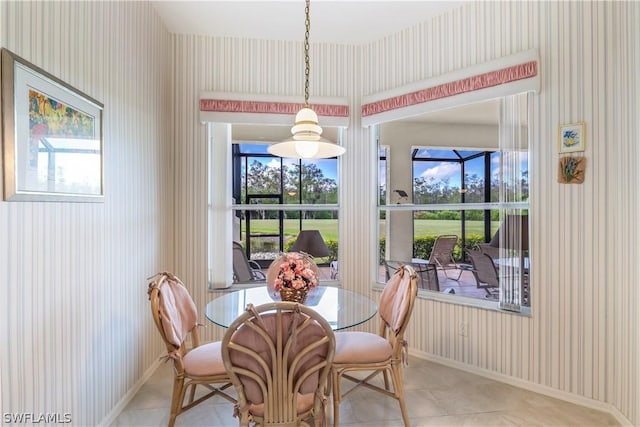 view of tiled dining area