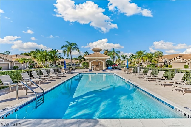 view of pool featuring a patio