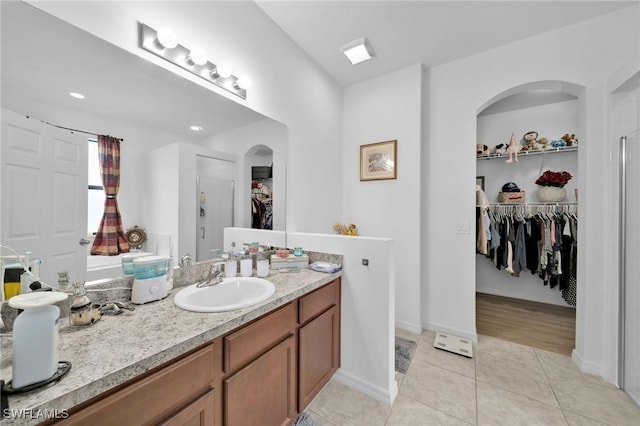 bathroom featuring vanity and tile patterned floors