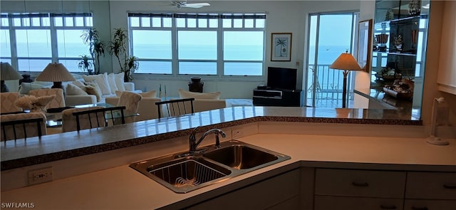 kitchen featuring sink and ceiling fan