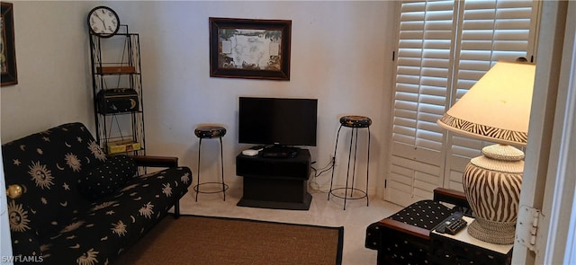 sitting room featuring carpet floors