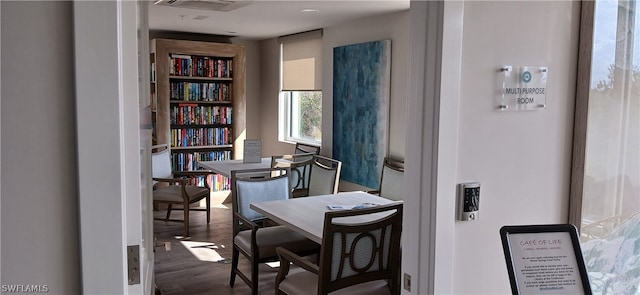 interior space with dark hardwood / wood-style floors