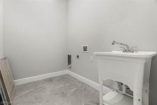 laundry area featuring washer hookup, electric dryer hookup, and light tile floors