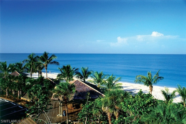 property view of water with a beach view