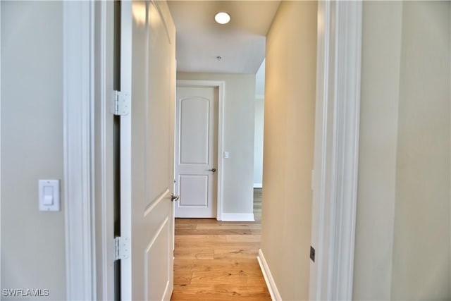 hall featuring light wood-type flooring