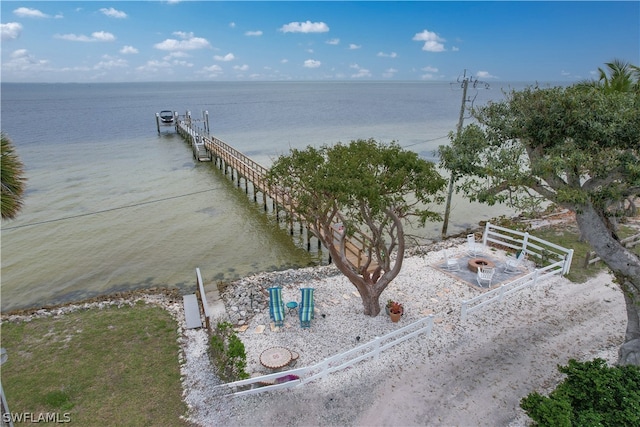 dock area featuring a water view