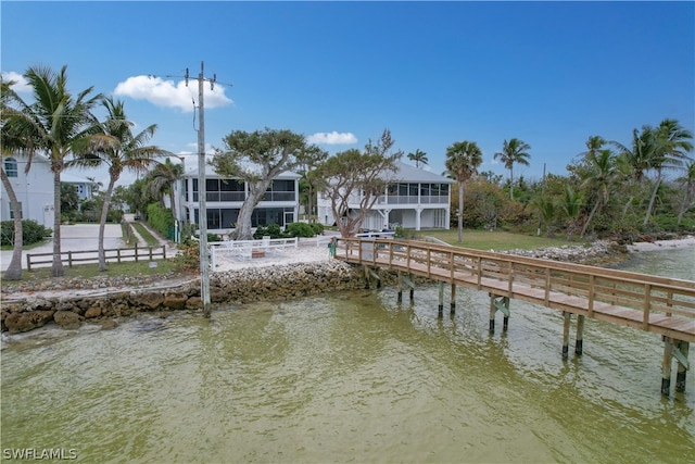 view of dock featuring a water view